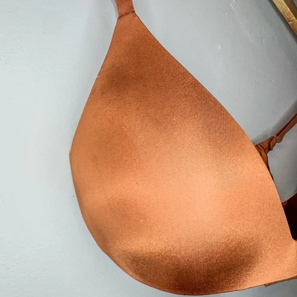 SKIMS Terracotta Copper Rust Smooth T-Shirt Bra Molded Underwire Bra 36DD